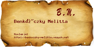 Benkóczky Melitta névjegykártya